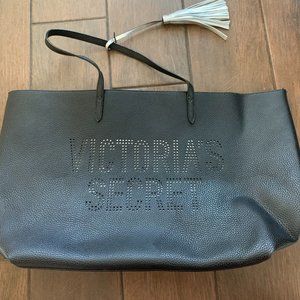 Victoria's Secret Large Black Tote Silver Tassel